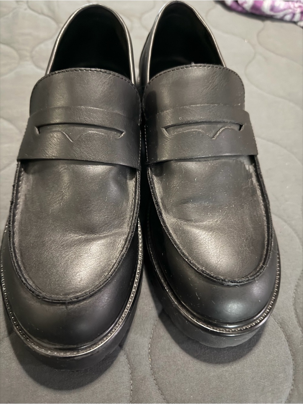 Steve Madden Black Leather Penny Loafers